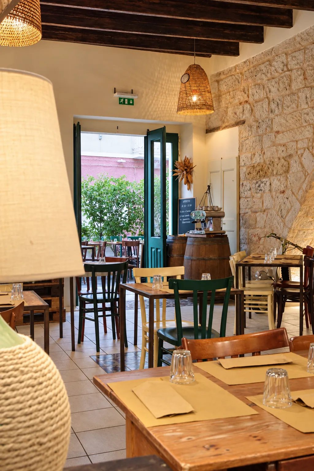 Un angolo del locale con vista verso il mare